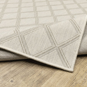 Oriental Weavers Portofino Area Rug - Stylish Indoor/Outdoor Design, Durable, Easy To Maintain, Perfect For Any Space Ivory,Grey Polypropylene P5098w100152st