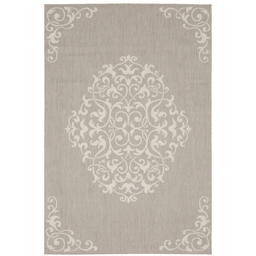 Oriental Weavers Portofino Indoor/Outdoor Area Rug – Stylish, Durable Design Perfect For Homes With Kids & Pets Taupe,Ivory Polypropylene P6649w100152st