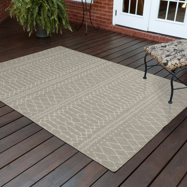 Oriental Weavers Portofino Indoor/Outdoor Area Rug - Stylish, Easy-care, Durable Design Perfect For Any Space Grey,Ivory Polypropylene P670h4100152st