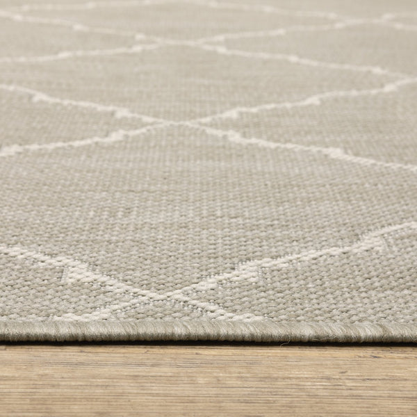 Oriental Weavers Portofino Indoor/Outdoor Area Rug - Stylish, Durable, And Easy To Maintain For Every Home Decor Grey,Ivory Polypropylene P7225h100152st