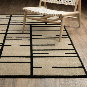 Oriental Weavers Quinn Beige And Black Modern Area Rug - Soft, Textured Frieze Yarn For Stylish Home Décor Beige,Black Polypropylene Qqui03240305st