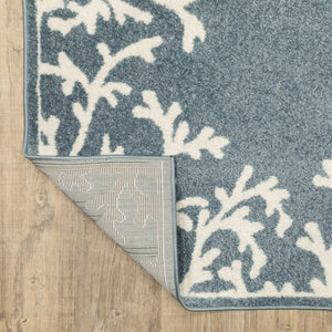 Oriental Weavers Quinn Ocean Blue & Ivory Coral Area Rug 5'3" X 7' — Machine‑Woven Frieze, Coastal Comfort Durable Care QQUI07160213ST