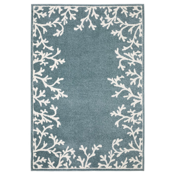 Oriental Weavers Quinn Ocean Blue & Ivory Coral Area Rug 5'3" X 7' — Machine‑Woven Frieze, Coastal Comfort Durable Care QQUI07160213ST