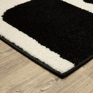 Oriental Weavers Quinn Modern Black & Ivory Geometric Area Rug 7'10" X 10' — Machine-Woven Polypropylene, Durable Elegance QQUI08240305ST