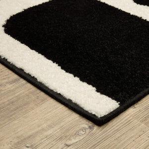 Oriental Weavers Quinn Abstract Geometric Polypropylene Area Rug Bold Black Ivory Living Room Accent QQUI08160213ST