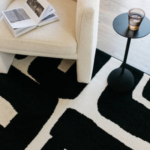 Oriental Weavers Quinn Abstract Geometric Polypropylene Area Rug Bold Black Ivory Living Room Accent QQUI08160213ST