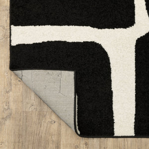 Oriental Weavers Quinn Modern Black & Ivory Geometric Area Rug 7'10" X 10' — Machine-Woven Polypropylene, Durable Elegance QQUI08240305ST