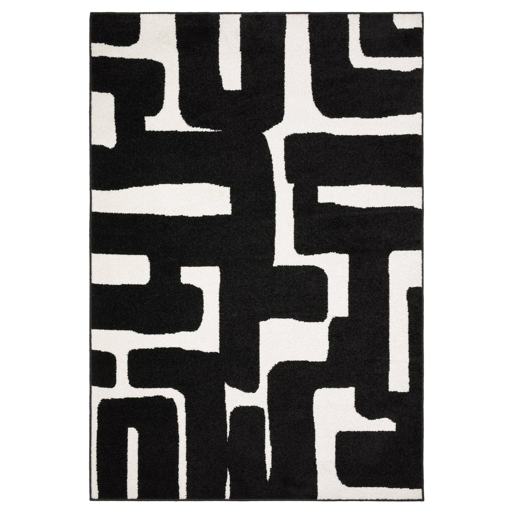 Oriental Weavers Quinn Modern Black & Ivory Geometric Area Rug 7'10" X 10' — Machine-Woven Polypropylene, Durable Elegance QQUI08240305ST