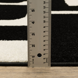 Oriental Weavers Quinn Modern Black & Ivory Geometric Area Rug 7'10" X 10' — Machine-Woven Polypropylene, Durable Elegance QQUI08240305ST