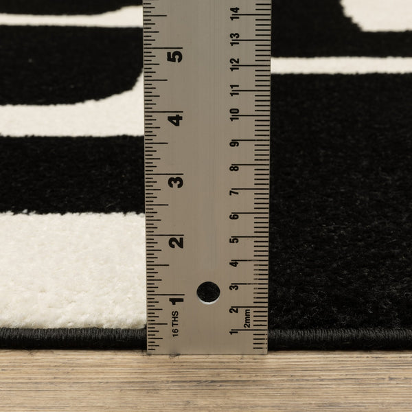 Oriental Weavers Quinn Modern Black & Ivory Geometric Area Rug 7'10" X 10' — Machine-Woven Polypropylene, Durable Elegance QQUI08240305ST