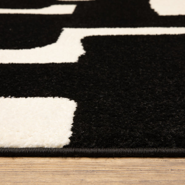 Oriental Weavers Quinn Abstract Geometric Polypropylene Area Rug Bold Black Ivory Living Room Accent QQUI08160213ST