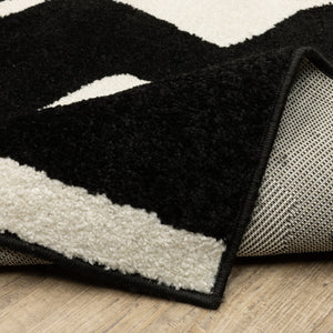 Oriental Weavers Quinn Modern Black & Ivory Geometric Area Rug 7'10" X 10' — Machine-Woven Polypropylene, Durable Elegance QQUI08240305ST