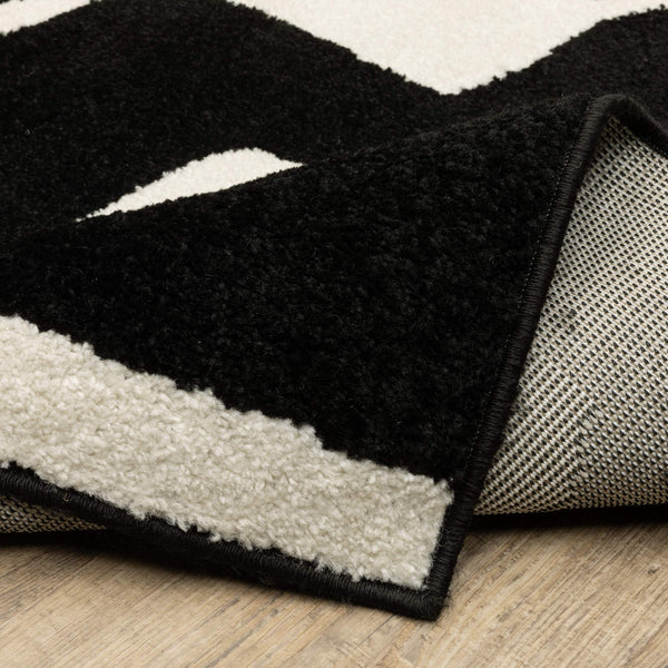 Oriental Weavers Quinn Abstract Geometric Polypropylene Area Rug Bold Black Ivory Living Room Accent QQUI08160213ST