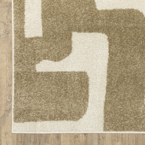 Oriental Weavers Quinn Modern Abstract Beige Runner Rug 2'X7' — Plush Frieze, Polypropylene Durable Hallway Accent QQUI09060213ST
