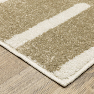 Oriental Weavers Quinn Modern Beige & Ivory Abstract Geometric Rug — Soft Frieze Pile, Durable Polypropylene Finish 120.08'' L x 94.49'' W QQUI09240305ST