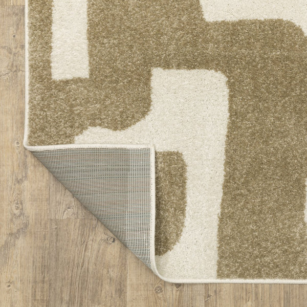 Oriental Weavers Quinn Modern Beige & Ivory Abstract Geometric Rug — Soft Frieze Pile, Durable Polypropylene Finish 120.08'' L x 94.49'' W QQUI09240305ST