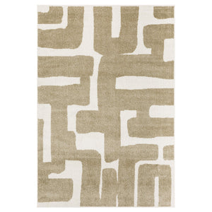 Oriental Weavers Quinn Modern Beige & Ivory Abstract Geometric Rug — Soft Frieze Pile, Durable Polypropylene Finish 120.08'' L x 94.49'' W QQUI09240305ST