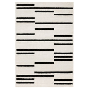 Oriental Weavers Quinn Modern Beige & Black Area Rug With Asymmetrical Linear Design, Durable Low-Maintenance Frieze (5'3" X 7'8") 83.86'' L x 62.99'' W QQUI10160213ST