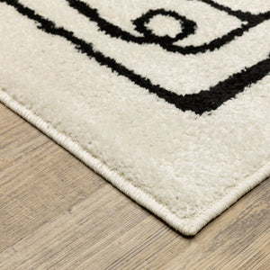 Oriental Weavers Quinn Modern Beige & Black Runner Rug 2'X7' — Maze-Like Geometric Design, Soft Frieze Polypropylene, Durable Elegance QQUI11060213ST