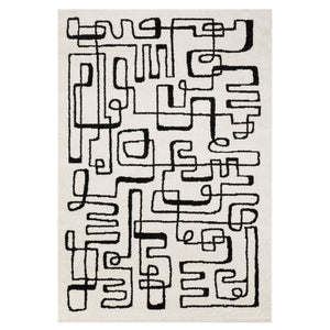 Oriental Weavers Quinn Modern Beige & Black Runner Rug 2'X7' — Maze-Like Geometric Design, Soft Frieze Polypropylene, Durable Elegance QQUI11060213ST