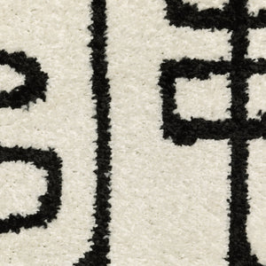 Oriental Weavers Quinn Modern Maze Beige Area Rug With Black Loop Pattern, Durable Polypropylene Frieze For Living Rooms 83.86'' L x 62.99'' W QQUI11160213ST