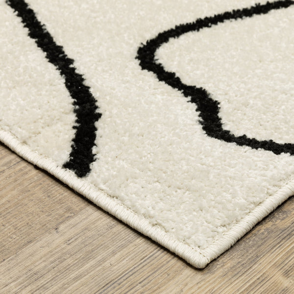 Oriental Weavers Quinn Modern Beige Runner Rug With Bold Black Abstract Lines, 2'X7' — Soft Frieze, Durable Polypropylene QQUI12060213ST