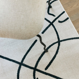 Oriental Weavers Quinn Modern Beige Runner Rug With Bold Black Abstract Lines, 2'X7' — Soft Frieze, Durable Polypropylene QQUI12060213ST