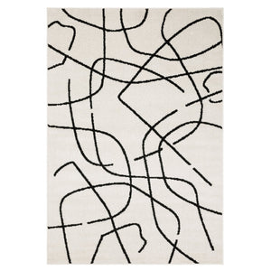 Oriental Weavers Quinn Modern Beige Runner Rug With Bold Black Abstract Lines, 2'X7' — Soft Frieze, Durable Polypropylene QQUI12060213ST