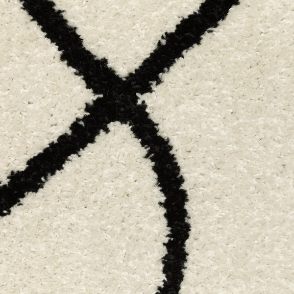 Oriental Weavers Quinn Modern Beige Runner Rug With Bold Black Abstract Lines, 2'X7' — Soft Frieze, Durable Polypropylene QQUI12060213ST
