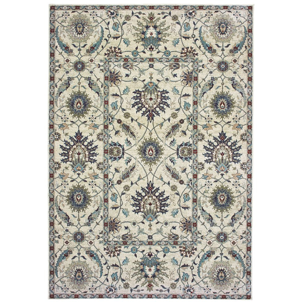 Oriental Weavers Raleigh Indoor Area Rug - Soft Durable Polypropylene In Classic Neutrals With Trendy Accents Ivory,Navy Polypropylene R022y5117165st