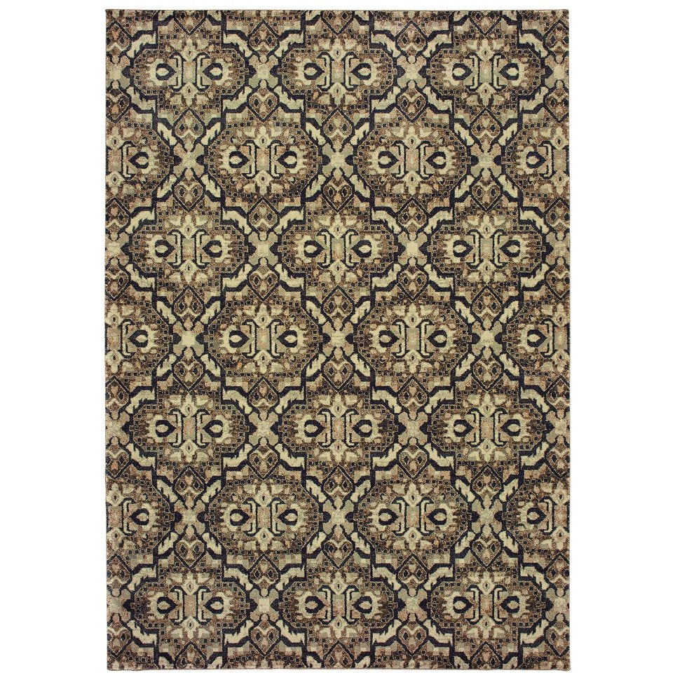Oriental Weavers Raleigh Indoor Area Rug - Soft, Durable 100% Polypropylene In Timeless Navy & Gray Color Palette Brown,Navy Polypropylene R4927k055091st