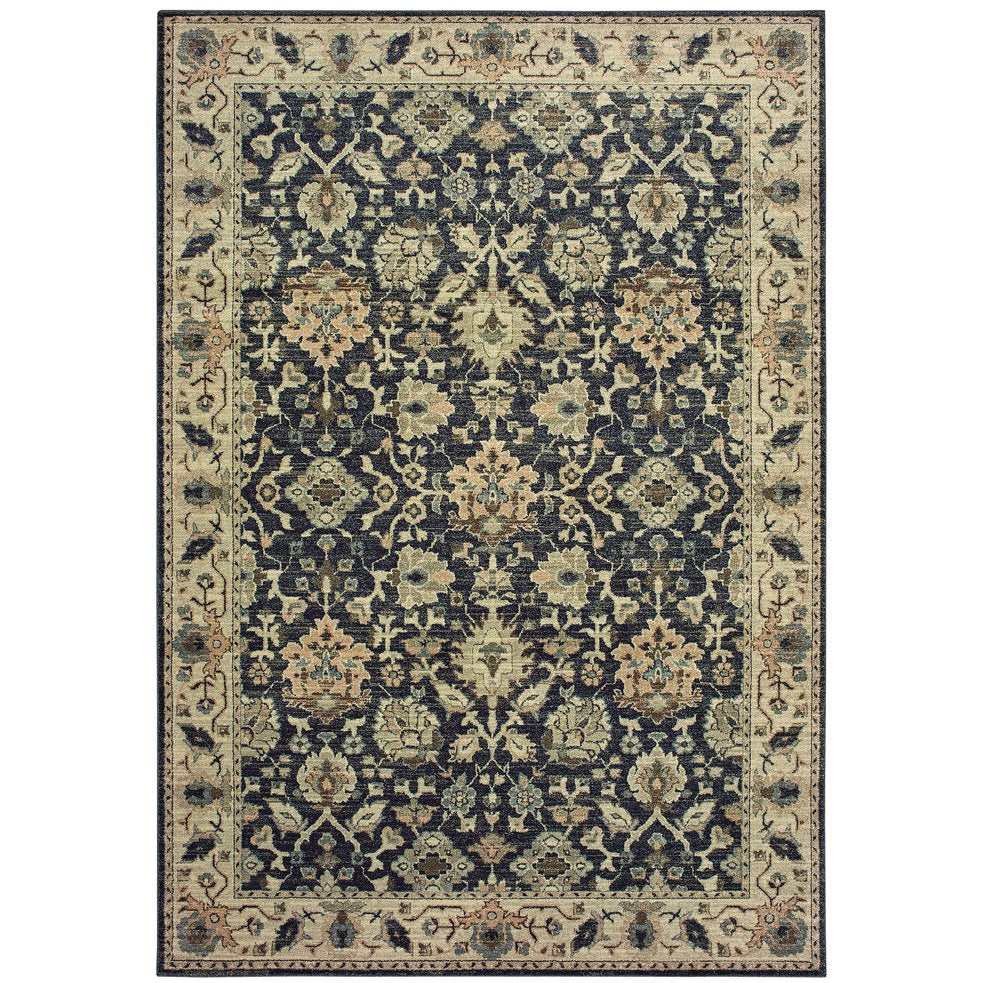 Oriental Weavers Raleigh Indoor Area Rug - Luxurious Soft Pile In Timeless Neutrals And Trendy Accent Colors Navy,Ivory Polypropylene R8026p055091st