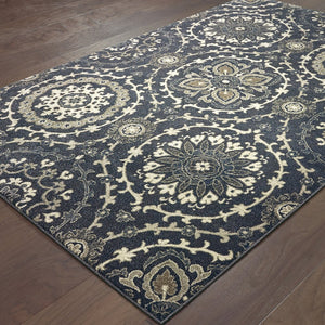 Oriental Weavers Richmond Indoor Area Rug - Elegant Blend Of Traditional Design And Modern Hues In Soft Polypropylene Navy,Ivory Polypropylene R008e3240330st