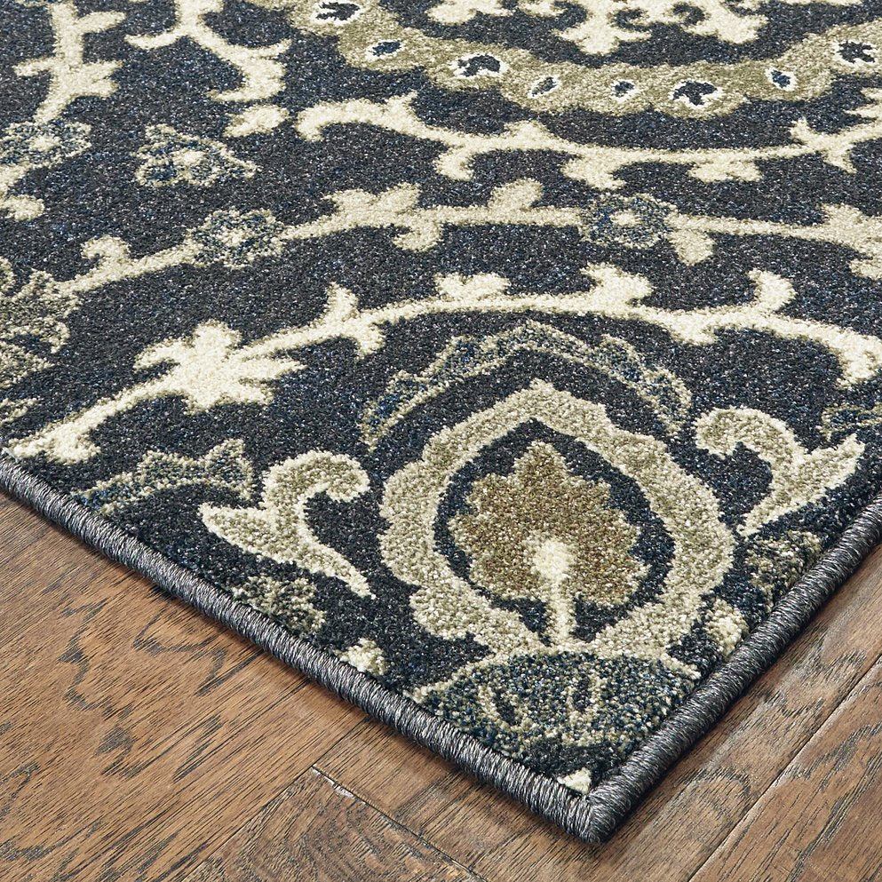Oriental Weavers Richmond Indoor Area Rug - Elegant Blend Of Traditional Design And Modern Hues In Soft Polypropylene Navy,Ivory Polypropylene R008e3240330st