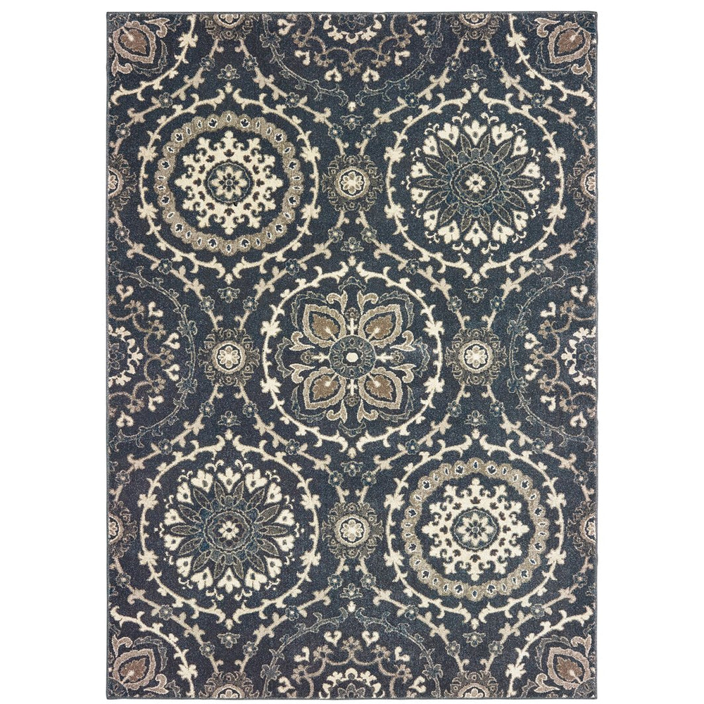 Oriental Weavers Richmond Indoor Area Rug - Elegant Blend Of Traditional Design And Modern Hues In Soft Polypropylene Navy,Ivory Polypropylene R008e3240330st