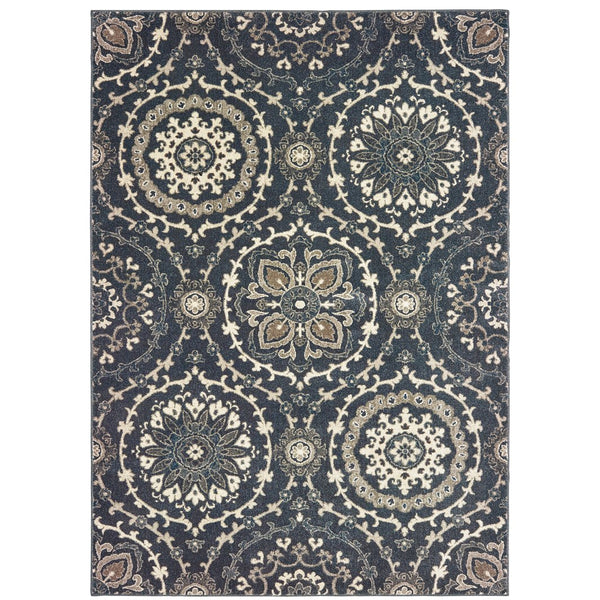 Oriental Weavers Richmond Indoor Area Rug - Elegant Blend Of Traditional Design And Modern Hues In Soft Polypropylene Navy,Ivory Polypropylene R008e3240330st
