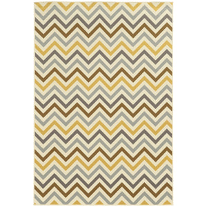 Oriental Weavers Riviera Indoor/Outdoor Area Rug - Durable, Stylish Design With Geometric Patterns For Any Space Grey,Gold Polypropylene R4593a259396st