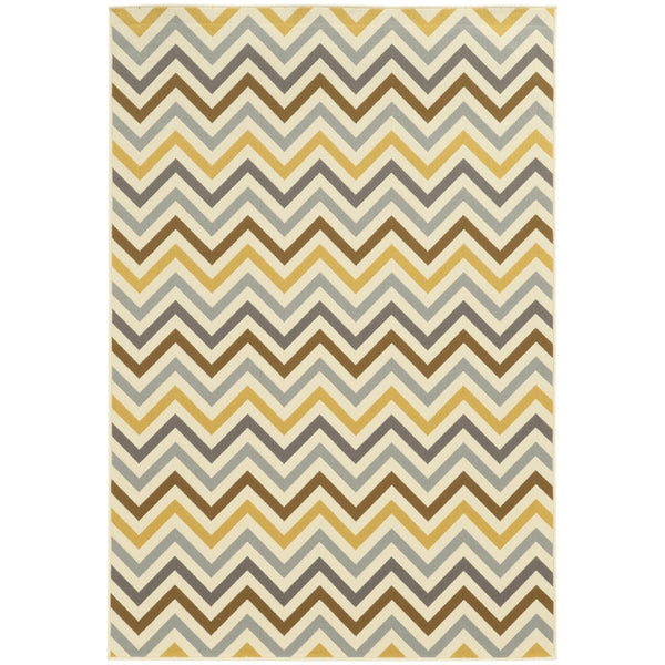 Oriental Weavers Riviera Indoor/Outdoor Area Rug - Durable, Stylish Design With Geometric Patterns For Any Space Grey,Gold Polypropylene R4593a259396st