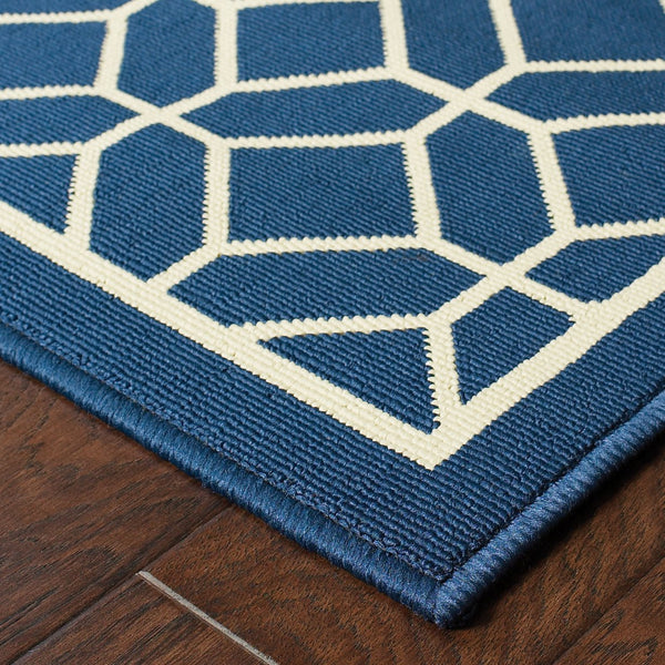 Oriental Weavers Riviera Indoor/Outdoor Area Rug - Stylish Geometric Design For High Traffic & Weather Resistance Blue,Ivory Polypropylene R4771g240330st