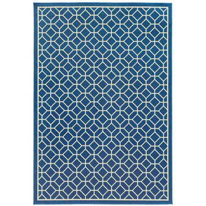 Oriental Weavers Riviera Indoor/Outdoor Area Rug - Stylish Geometric Design For High Traffic & Weather Resistance Blue,Ivory Polypropylene R4771g240330st