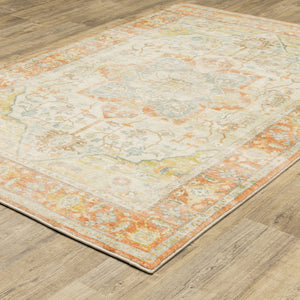 Oriental Weavers Savoy Elegantly Distressed Area Rug - Soft Microfiber Design In Muted Tones For Cozy Interiors Orange,Silver Polyester S28101160220st