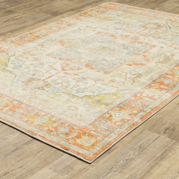 Oriental Weavers Savoy Elegantly Distressed Area Rug - Soft Microfiber Design In Muted Tones For Cozy Interiors Orange,Silver Polyester S28101160220st