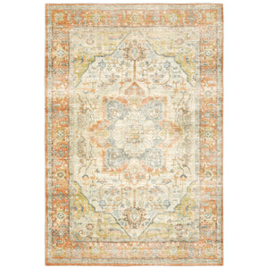 Oriental Weavers Savoy Elegantly Distressed Area Rug - Soft Microfiber Design In Muted Tones For Cozy Interiors Orange,Silver Polyester S28101160220st