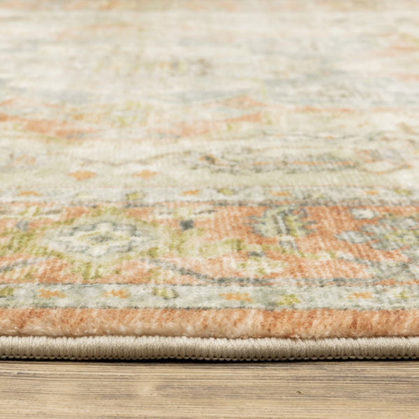 Oriental Weavers Savoy Elegantly Distressed Area Rug - Soft Microfiber Design In Muted Tones For Cozy Interiors Orange,Silver Polyester S28101160220st