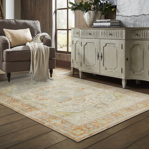 Oriental Weavers Savoy Elegantly Distressed Area Rug - Soft Microfiber Design In Muted Tones For Cozy Interiors Orange,Silver Polyester S28101160220st