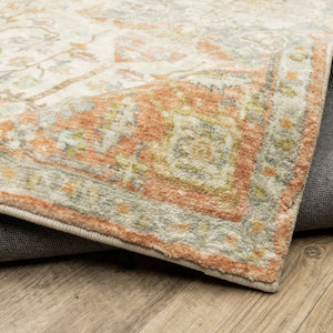 Oriental Weavers Savoy Elegantly Distressed Area Rug - Soft Microfiber Design In Muted Tones For Cozy Interiors Orange,Silver Polyester S28101160220st