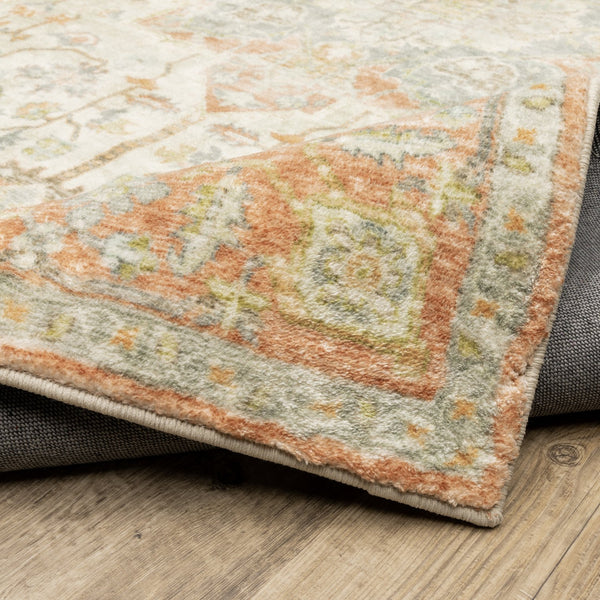 Oriental Weavers Savoy Elegantly Distressed Area Rug - Soft Microfiber Design In Muted Tones For Cozy Interiors Orange,Silver Polyester S28101160220st