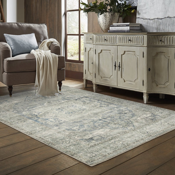 Oriental Weavers Savoy Indoor Area Rug - Elegantly Distressed Design In Soft Microfiber For A Cozy Home Atmosphere Grey,Blue Polyester S28102160220st