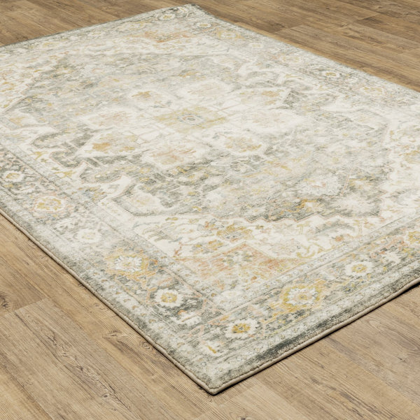 Oriental Weavers Savoy Elegantly Distressed Traditional Area Rug - Soft Microfiber With Muted Tones For Stylish Décor Grey,Gold Polyester S28103160220st
