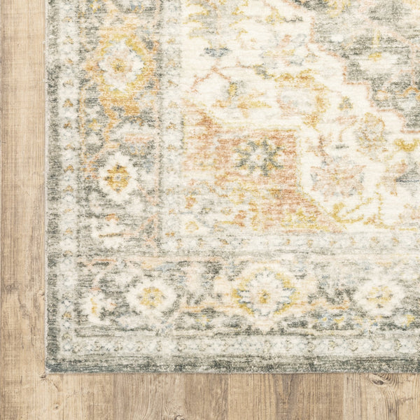 Oriental Weavers Savoy Elegantly Distressed Traditional Area Rug - Soft Microfiber With Muted Tones For Stylish Décor Grey,Gold Polyester S28103160220st